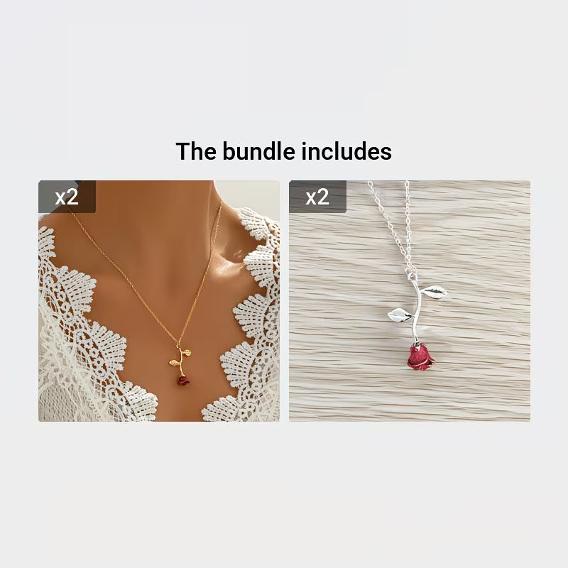 Falling Rose Pendant Golden Adjustable Chain