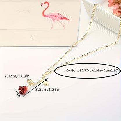 Falling Rose Pendant Golden Adjustable Chain