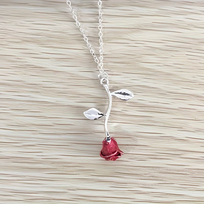 Falling Rose Pendant Golden Adjustable Chain
