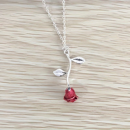 Falling Rose Pendant Golden Adjustable Chain