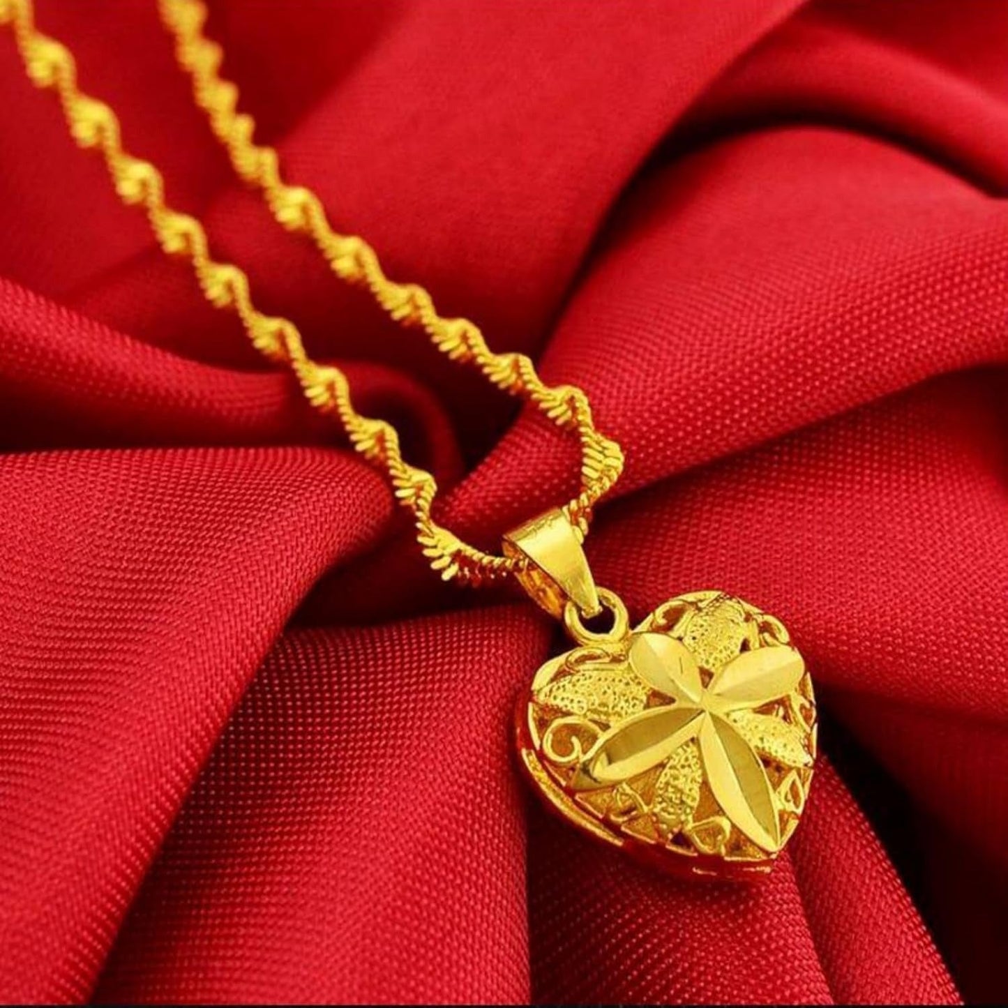 24k Gold Heart Shape Necklace